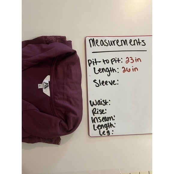 Y2K Womens Aerosoles Maroon Lace Button-Front Pajama Top Size XLarge - Picture 10 of 10